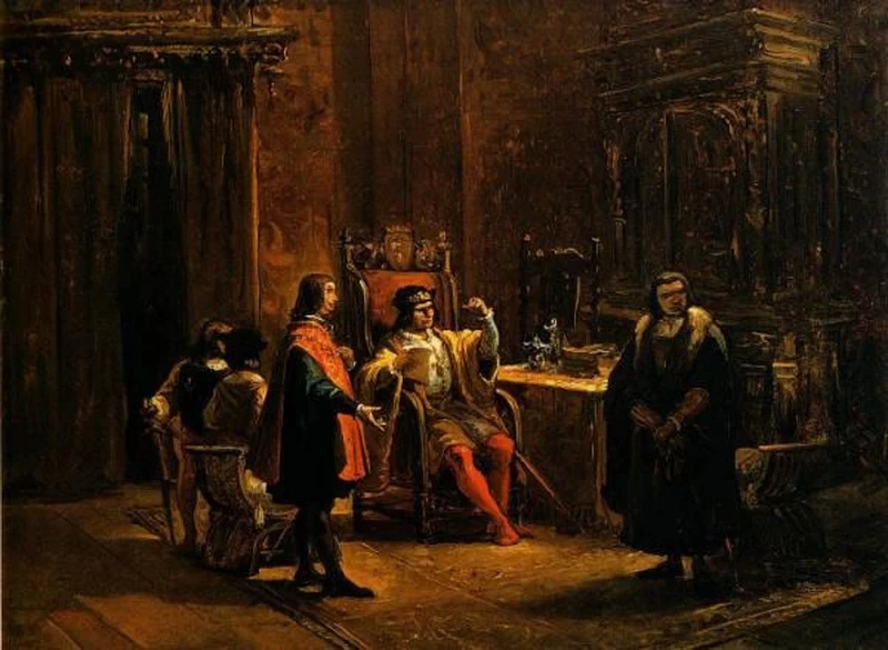 Gian Giacomo Trivulzio innanzi a Luigi XII, re di Francia, ribatte le acccuse del conte di Lignì - Musei Civici di Pavia